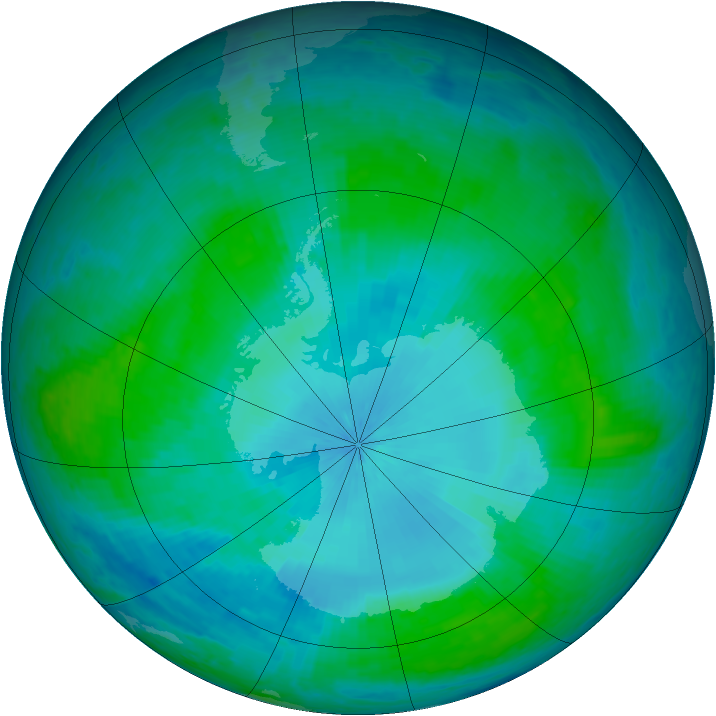 Antarctic ozone map for 02 February 2004